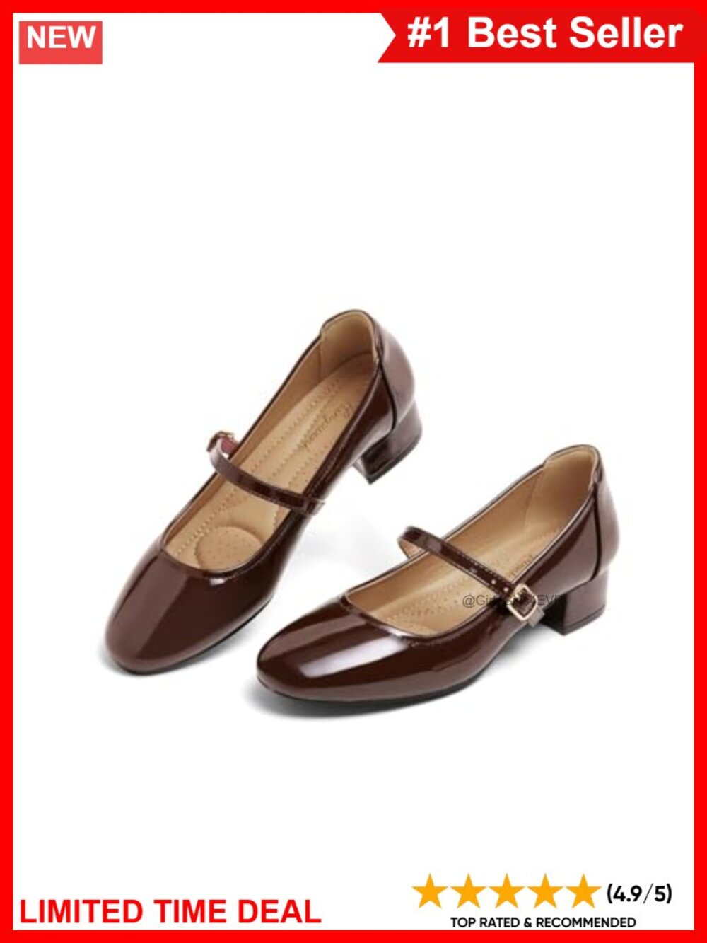 Mary Jane Pumps 2 Inch Block Heel Round Toe Buckle Semi Formal Dress Shoes